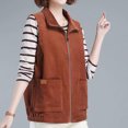 thumbnail image 5 of ZUKMRJPC Womens Corduroy Vest Jacket Solid Color Sleeveless Stand Collar Full Zip Up Waistcoat Warm Lightweight Gilet Outerwear with Pockets, 5 of 6