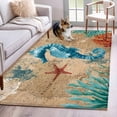 thumbnail image 3 of Area Rug for Living Room, Brown Sea Seahorse Coastal Non-Slip Indoor Large Carpet for Bedroom/Dining Room, Nautical Coral Ocean Vintage Washable Low-Profile Rectangle Floor Runner Rugs - 4 x 6 Ft, 3 of 7