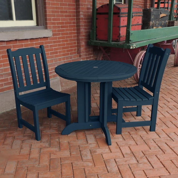 Highwood's 36" Round 3-pc Lehigh Dining Set - Dining Height, Outdoor, Eco-friendly, Synthetic Wood