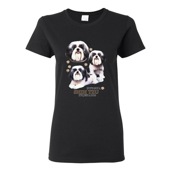 If It's Not a Shih Tzu It's Just a Dog Gift | Womens Dog Lover Graphic T-Shirt, Black, Small