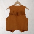 thumbnail image 5 of Girls Kids Summer T-Shirts Tassel Vest 70S Hippie Cow Girl Sleeveless Fringe Jacket Western Outfit for Children, 5 of 8