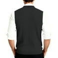 thumbnail image 4 of Resicozy Men's Knit Sweater Vest Solid Color V Neck Button Down Sleeveless Cardigan Vest Black S, 4 of 7