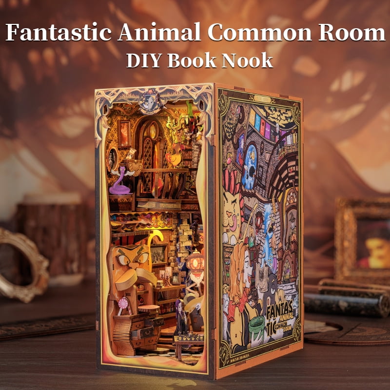 Tradeopia Puzzle en bois 3D – Kit DIY Bibliothèque enchantée avec animaux fantastiques