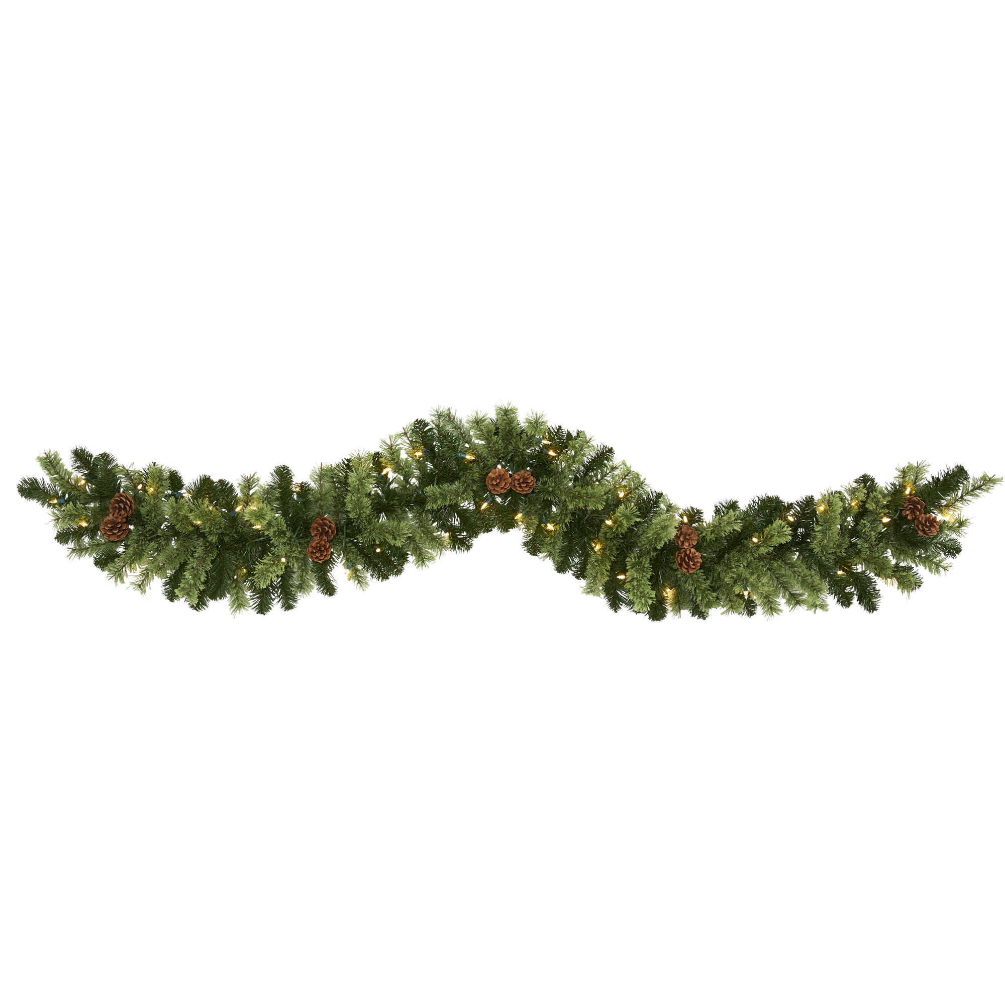 Nearly Natural 6ft Christmas Artificial Garland w/50 Clear LED Light