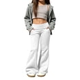 thumbnail image 7 of Bysome Girls Pants Solid Color Elastic Waist With Pockets Wide Leg Trousers Fashion Girls Pants Size 5-6 Years White, 7 of 7