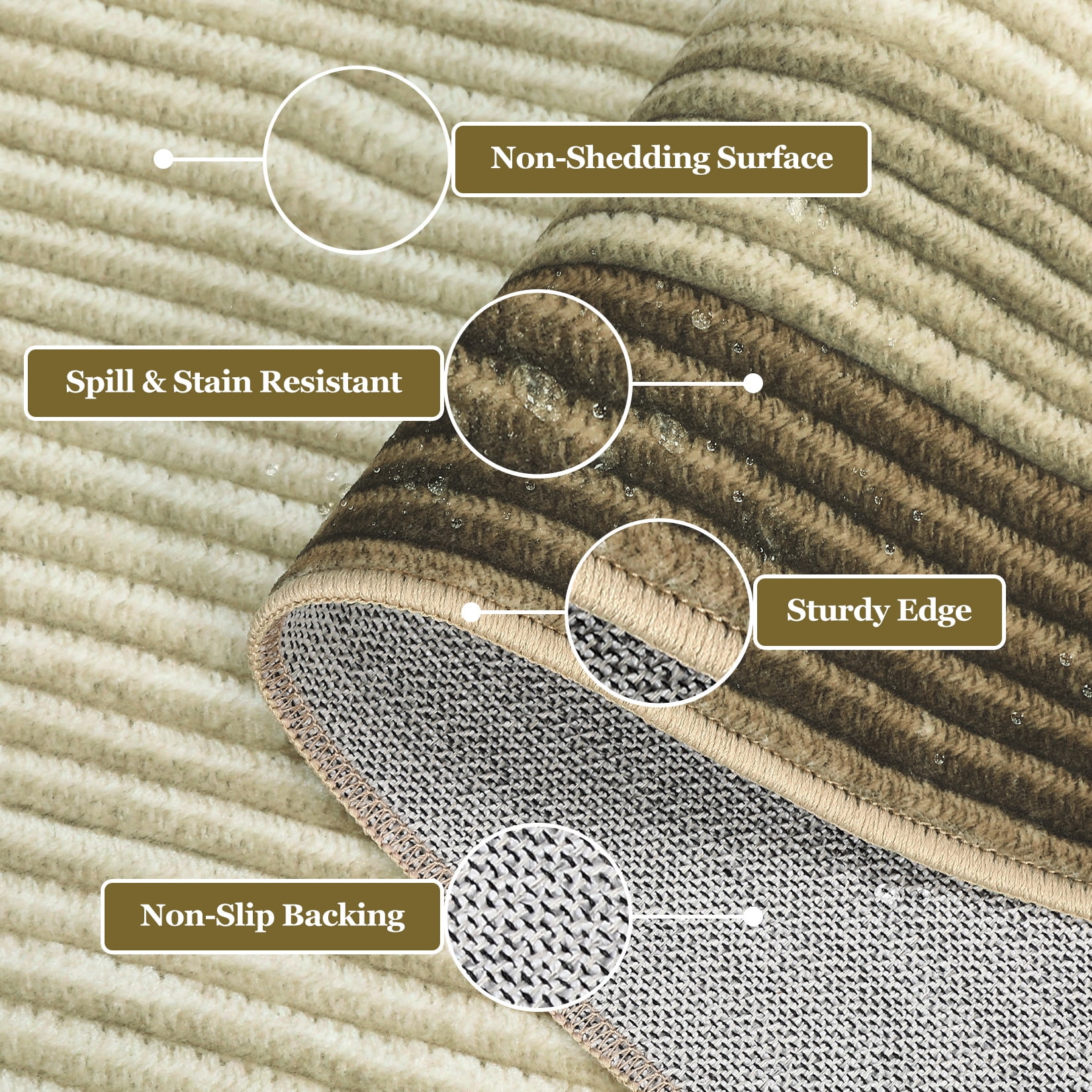 Hasoo Washable 10' x 13' Area Rug for Living Room Non Slip Bedroom Rug Bordered Textured Neutral Accent Carpet Brown