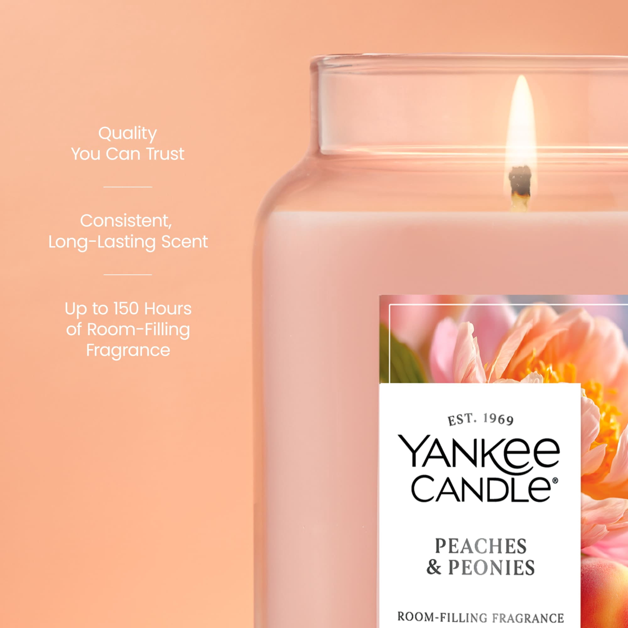 Yankee Candle Peaches & Peonies Original Large Jar Scented Candles, 22 oz