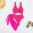 thumbnail image 3 of Gibobby Bañador de Bikini Bikini de cintura alta para mujer, traje de baño de cuello bajo de Color sólido rosa, conjunto de ropa interior deportiva de 3 (Rosa caliente,M), 3 of 5