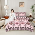 thumbnail image 4 of Homewish Retro Rustic Aztec Queen Comforter Set,Vintage Boho Bohemain Bedding Sets,Pink Brown Bedding Comforter Set For Girls Kids,Super Cozy Room Decor Reversible,3-Piece, 4 of 8