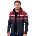 thumbnail image 2 of CharmCyan Men's Zippered Casual Fleece Thickened Hooded Knit Sweater Wine 2XL, 2 of 2