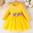 thumbnail image 2 of mgoYE Baby Girl Dress Newborn Toddler Flower Girl Fall Winter Dress Tutu Tulle Dresses for Girls(Yellow,9-12 Months), 2 of 9