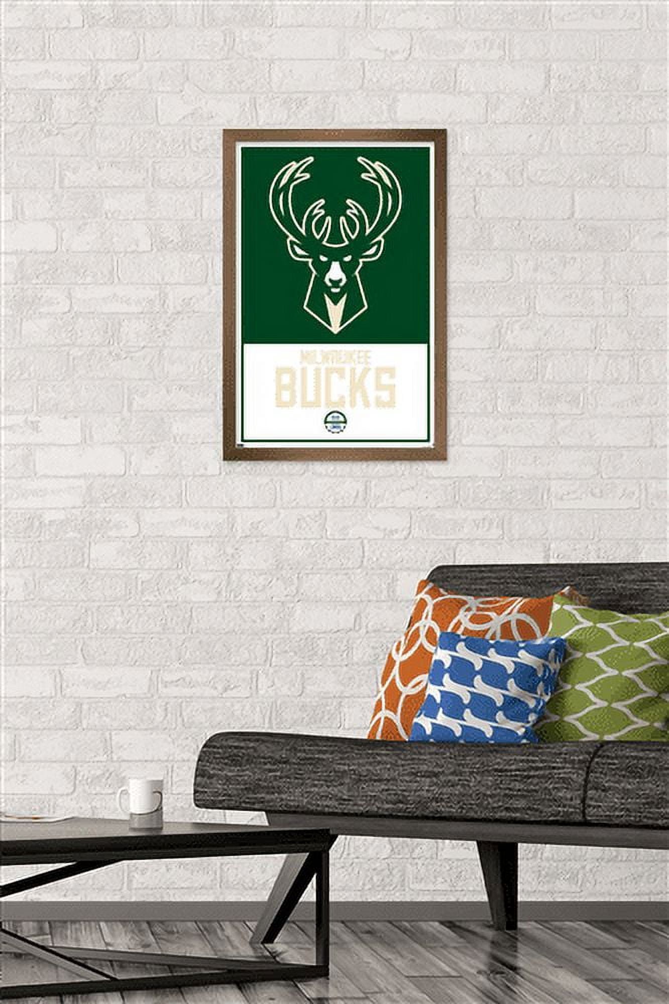 NBA Milwaukee Bucks - Logo 21 Wall Poster, 14.725" x 22.375", Framed