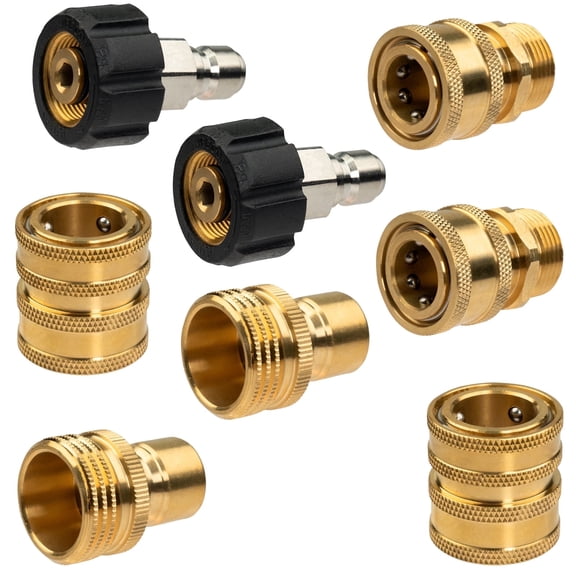 8Pcs Pressure Washer Adapter Set,Quick Disconnect Kits,0.55-inch Quickly Connect Swivel to 3/8'' Connect Fittings,3/4" to Quick Release