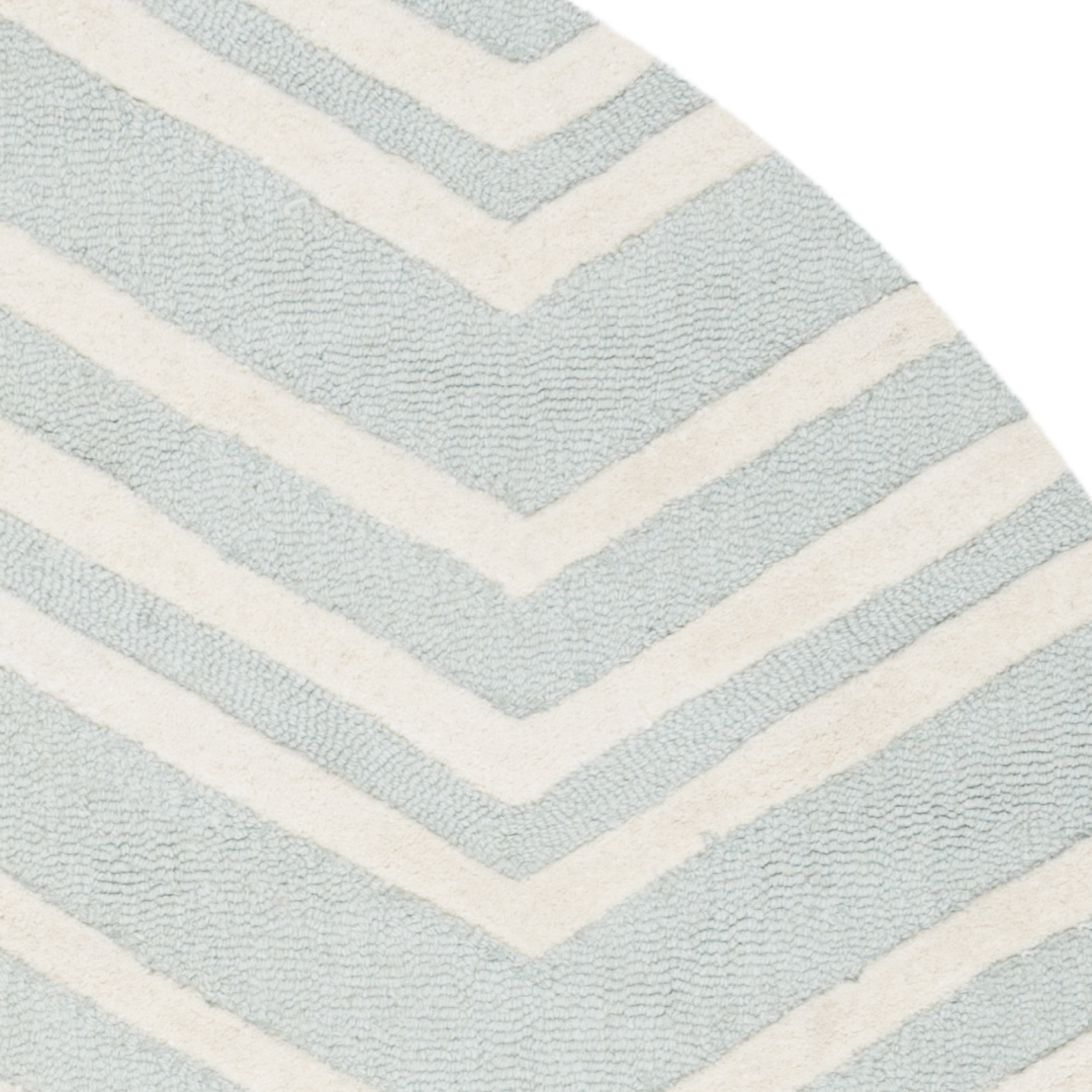 SAFAVIEH Kids Wave Chevron Wool Area Rug, Mint/Ivory, 5' x 5' Round