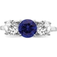 thumbnail image 4 of Sterling Silver Rhodium-Plated Lab Created Spinel/Cz 3 Stone Ring (Size 7) Made In China qr7020-7, 4 of 5