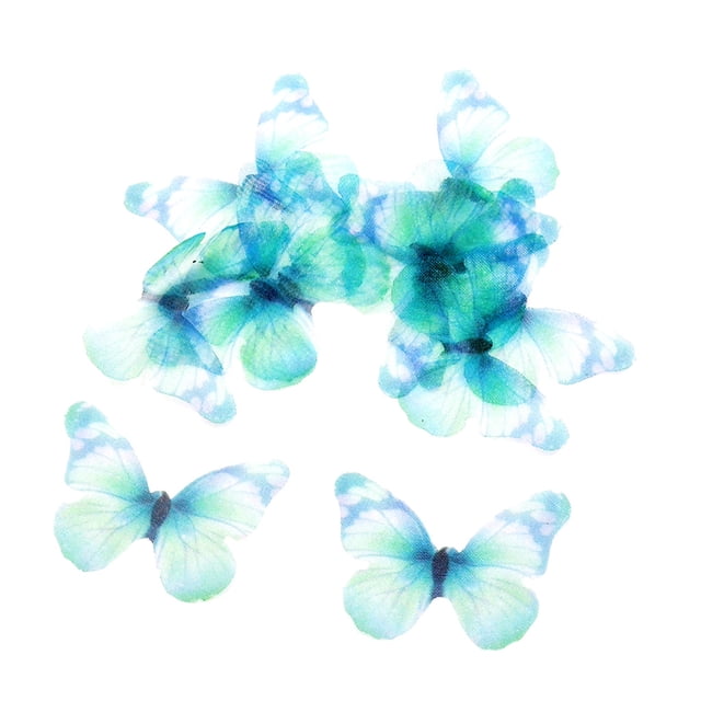 10 Piezas de encantos de gasa mariposa Flatback para DIY pelo (Verde)
