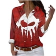 thumbnail image 2 of WFJCJPAF 2025 New Product Blouses for Women Long Sleeve Plus Colar,Women's Hallowmas Printed Casual Button Shirt Long Sleeved Turndown Collar Blouse - Red S, 2 of 6