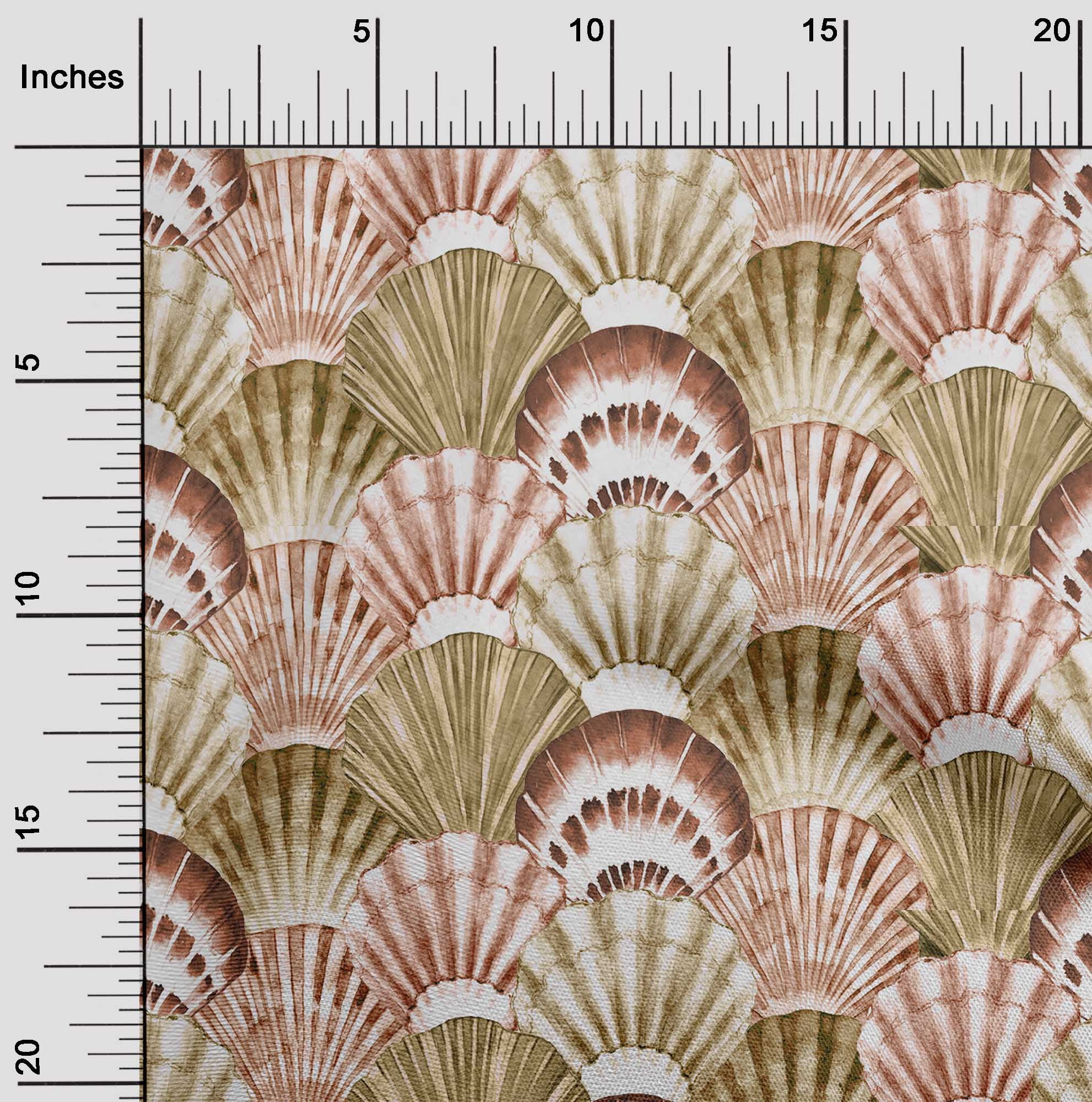 oneOone Georgette Viscose Light Brown Fabric Sea Shells Ocean Craft Projects Decor Fabric Printed By The Yard 42 Inch Wide