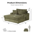 thumbnail image 2 of Menni Modern Soft Faux Fur Upholstered 2-Arm Oversized Chaise, Olive Green, 2 of 15