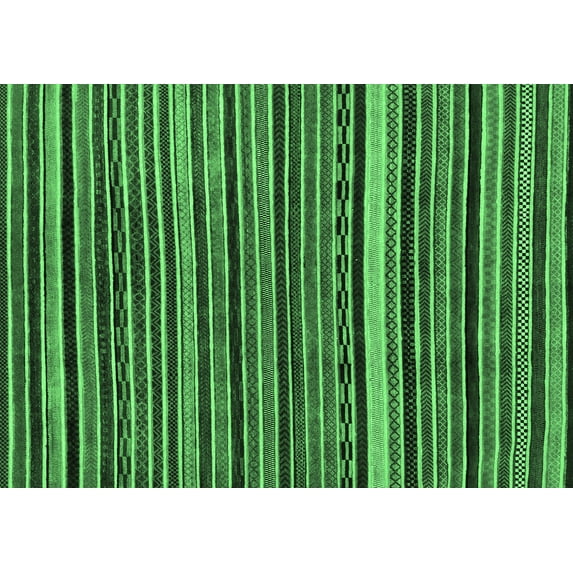Ahgly Company Indoor Rectangle Abstract Emerald Green Modern Area Rugs, 2' x 5'