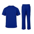 thumbnail image 3 of Domuza Men Scrubs Set - Stretch V-Neck Scrub Top & Straight Leg Pant with Multiple Pockets Anti-Wrinkle Scrubs for Men Blue 2XL, 3 of 5