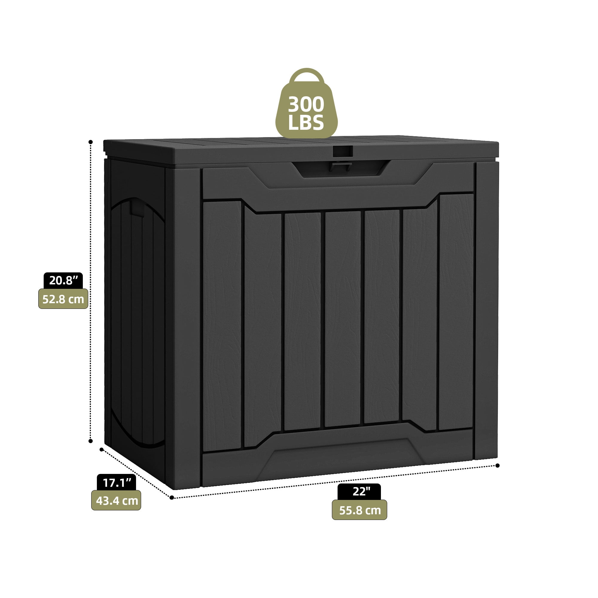 Dextrus 31 Gallon Resin Outdoor Storage Box, Waterproof Lockable Deck Box for Patio, Garden, Pool Supplies and Package Delivery, Outdoor Organizer, Black