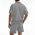 thumbnail image 4 of FRSASU Men's 2 Piece Sweatsuits Outfits Jacquard Checkerboard Short Sleeve Zip Polo Shirt Sweatshirt Joggers Sweatshorts Tracksuit Set Gray, 4 of 7