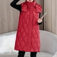 thumbnail image 2 of Women Jackets Fall Long Puffer Vest Solid Sleeveless Button Down Zip Up Hooded Quilted with Pockets Outerwear Trendy Clothes, 2 of 4