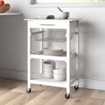 thumbnail image 2 of White Stainless Steel Top Kitchen Cart with Drawer and Storage Shelves, 2 of 5