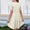 thumbnail image 5 of DORKASM Girls Easter Bunny Basket Print Short Sleeve Dress: Beige Casual Sundress with Pockets Earthy Yellow 150, 5 of 5