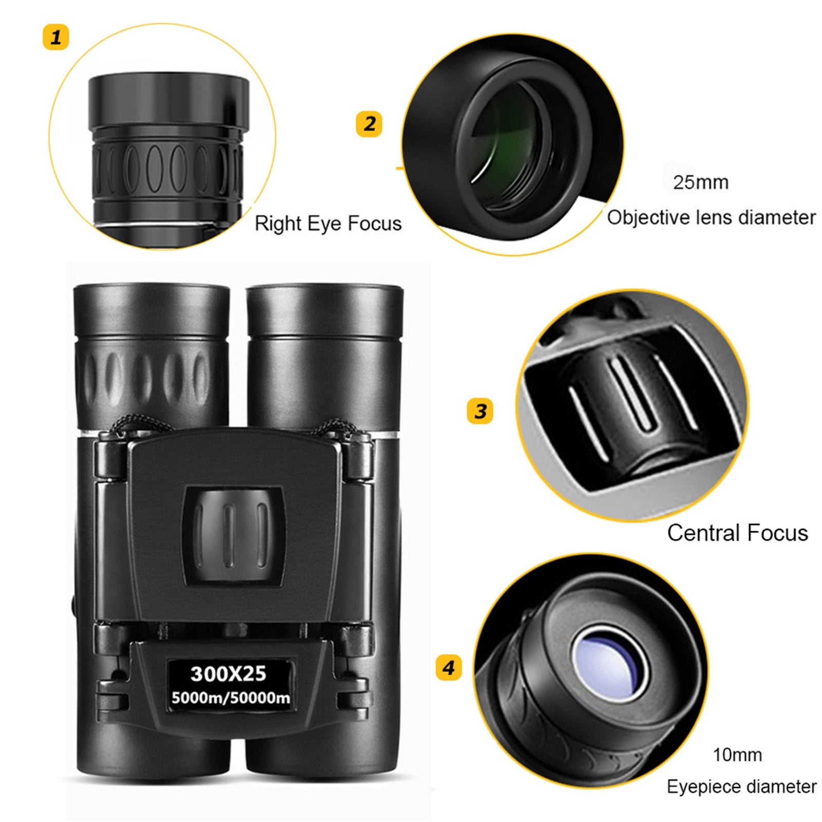 300x25 Binoculars for Adults High Power with Universal Phone Adapter,Compact Waterproof Binoculars with Low Light Vision for Bird Watching, Hunting, Travel, Cruise Ship, Opera