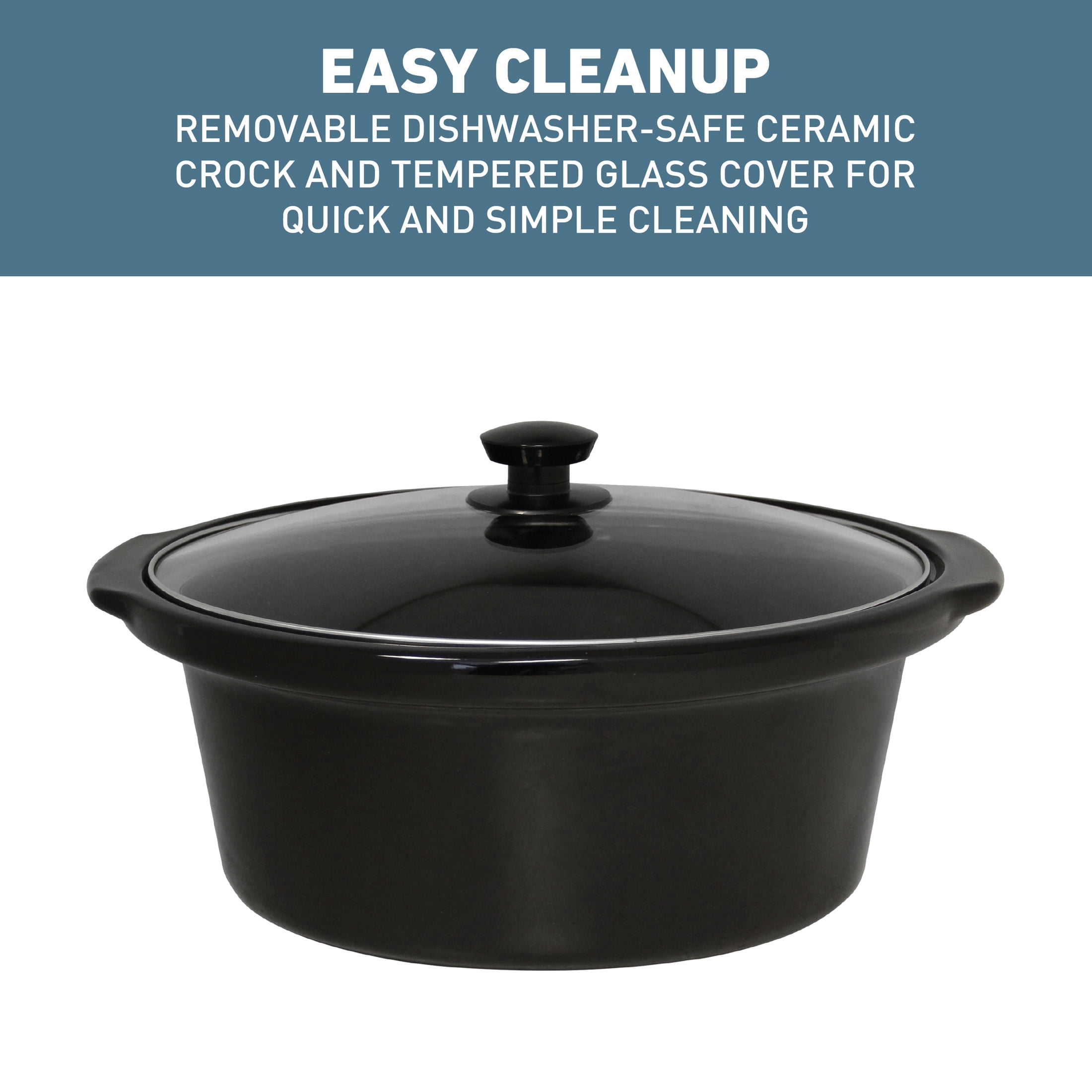 West Bend 6-Quart Pattern Slow Cooker, Manual Controls, Ceramic Crock, Dishwasher-Safe, in Black (SCWB6QPTBK13)