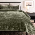 thumbnail image 2 of EVERGRACE Luxury Ruched Velvet Quilt King Size, Ultra Soft Bedspread Coverlet Set, Lightweight Velvet Comforter, Quilted Bedding Cover with 2 Matching Shams for All Season, Olive Green, 2 of 7