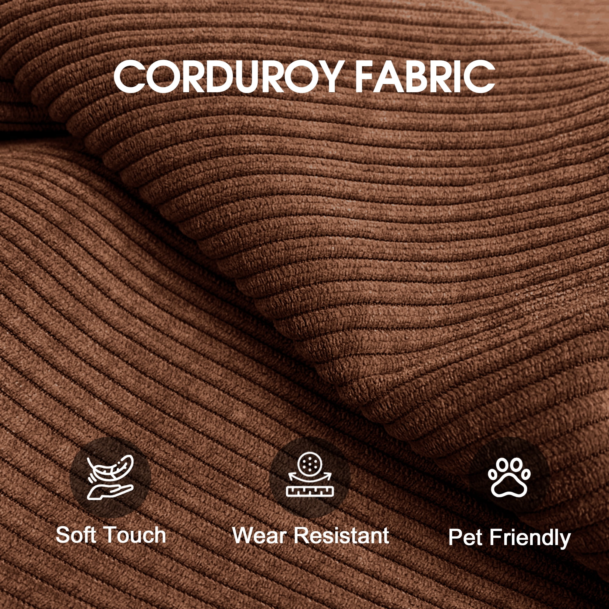 78.8" Convertible Corduroy Sofa Bed Pillow Back & Armrest Comfy Futon Sleeper for Living Room Bedroom Deep Brown