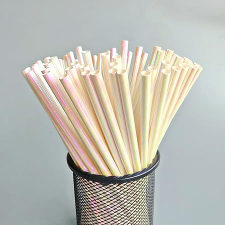 

KKCXFJX Disposable Paper Straws Glitter Pearl Film Straws Rainbow Straws Holiday Decoration