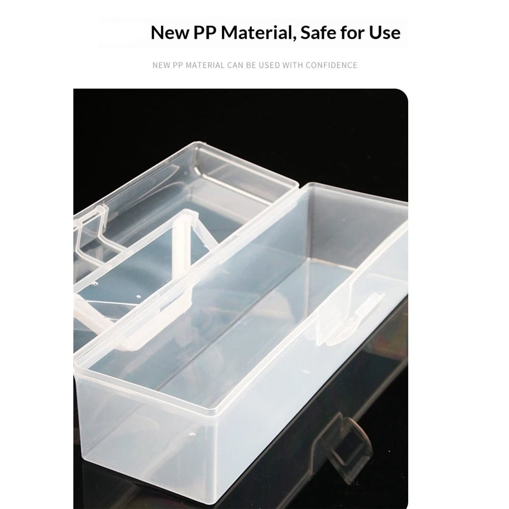 Plastic Portable Container with Handle, Art Craft Sewing Storage Box with Latching Lid for Paint Brush, Tools, Crayon, Washi Tape, Ruler, Ornaments, Ribbons (30*9*8.7cm)
