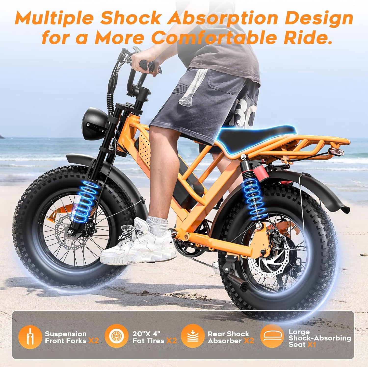 Eilleo Spacewalk M7 Off Road Electric Bike M7 for Teens/Adults, 20"fat tire Ebike,1500W Peak Motor, 24.9mph,48V 15Ah Removable Battery, Dual Suspension UL2849