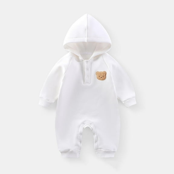 Timegard Baby Clothes Toddler Boy Girls Button Cute Hoodies Onesie Infant Cotton Comfy Rompers Clothing