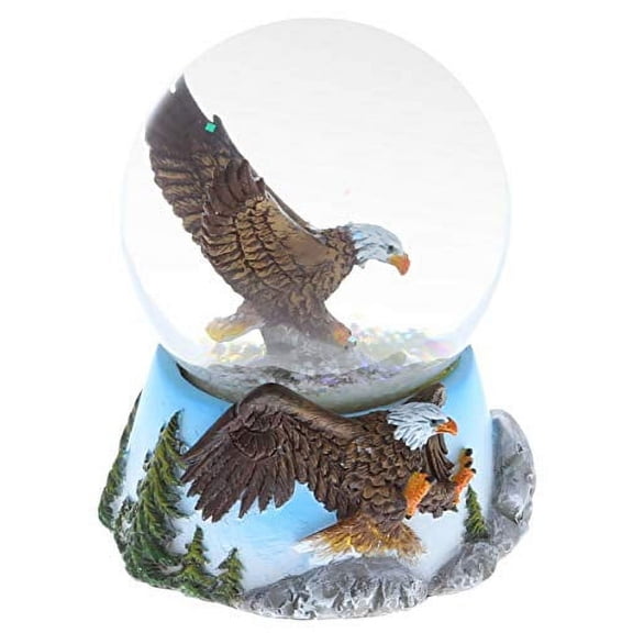 CoTa Global Animal Glitter Snow Globe Glass Collectibles, Cool Land & Ocean Decor Wildlife Figurines Snow Globes Centerpiece, Nautical Water Globes For Home Decor & Shelf Decorations 65mm - Bald Eagle