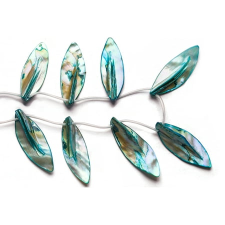 - Sky Blue Mother-Of-Pearl Top Drilled Leaf Shell Beads Size:45x20mm