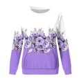thumbnail image 4 of Meichang Sweatshirts pour Femmes Manches Longues Col Rond Coupe Ample Pull Tunique Graphique Florale Mode Sweatshirts à Blocs de Couleur avec Poche, 4 of 5