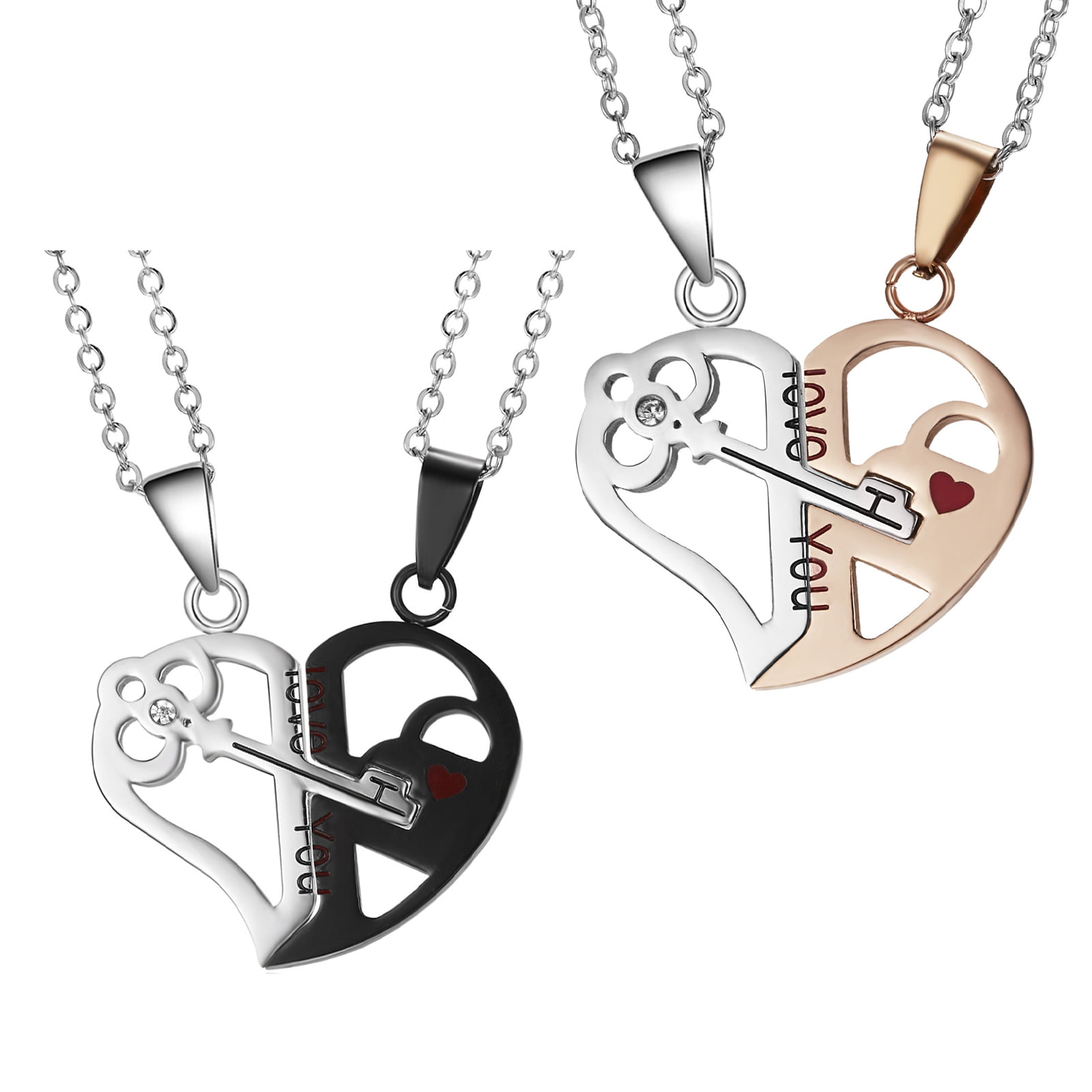 Source heart shape puzzle key pendant necklace meaning for couples jewelry  on m.