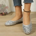 thumbnail image 5 of Miluxas Sequin Dress Shoes for Women Round Toe Flats Shoes Lace Ballet Flats Dressy Comfortable Foldable Flats Low Heel Silver 9.5(43), 5 of 5