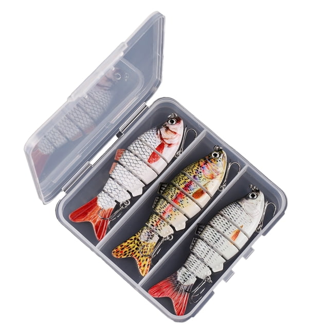 6-section hard bait for bass and trout with triple hooks