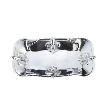 

HomeRoots 388615 Fleur De Lis Traditional Serving Tray Silver