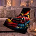 thumbnail image 6 of Vintage Muscle Cars Dynamic Paint Splatters Automotive Art, Festive Holiday Scene, Warm Flannel Blanket for Living Room and Family Room, Art Lovers Housewarming Gift, Festive Home Decor, 6 of 9
