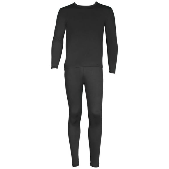 SLM Men's Microfiber Fleece Thermal Underwear Two Piece Long Johns Set-Medium-Black