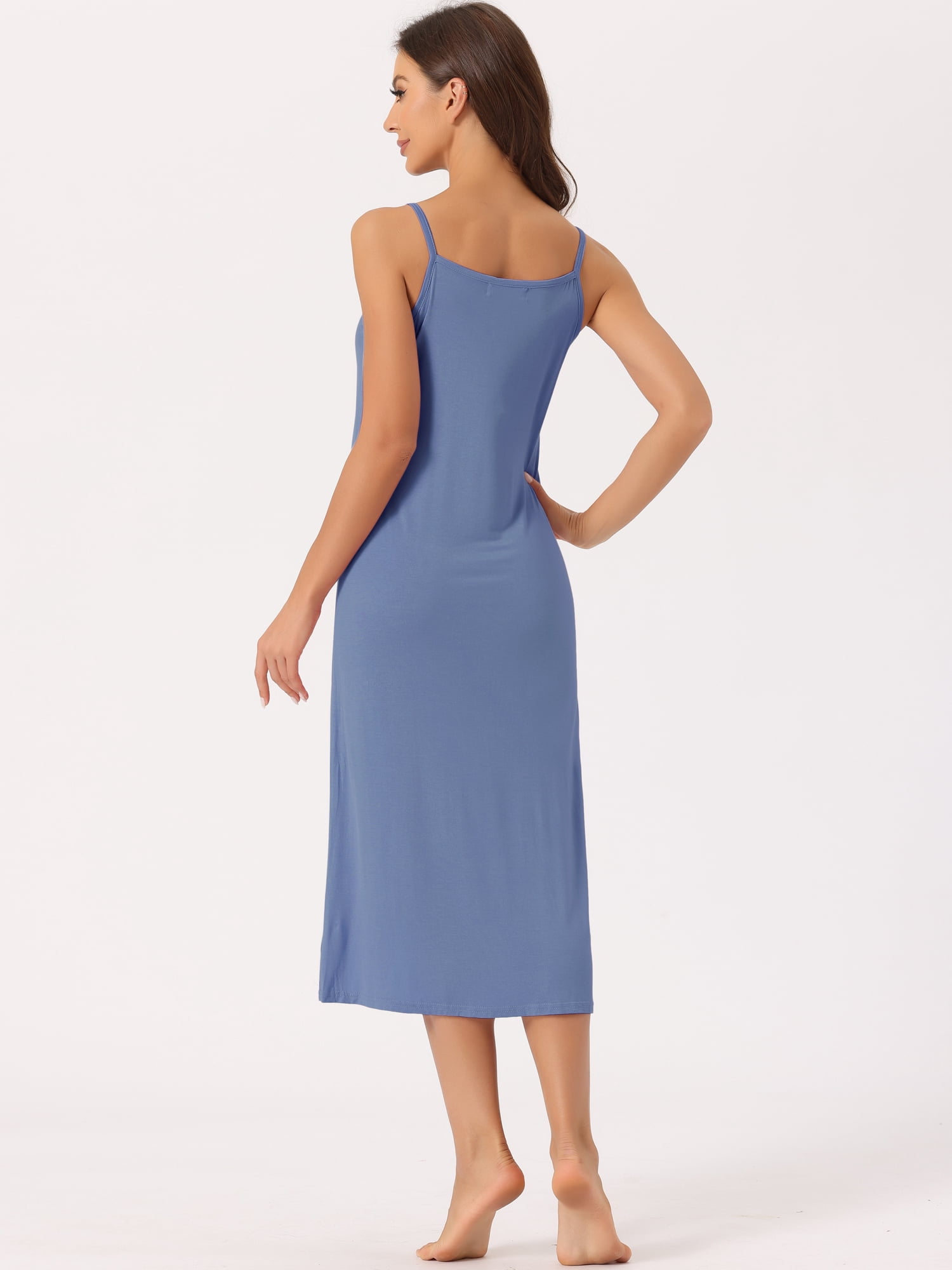 DARING DIVA Women's Spaghetti Strap Full Slip Midi Under Dress 2XL Blue