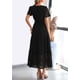 thumbnail image 2 of Vestido largo PRETTYGARDEN 2025, verano, cuello en V, ojales, negro, 2 of 8