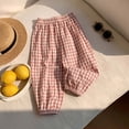 thumbnail image 2 of JAJAHO Boys Girls Plaid Pants Kids Toddler Summer Lightweight Elastic Waist Ankle-Tied Pants 1-6Y Trendy Trousers, 2 of 4